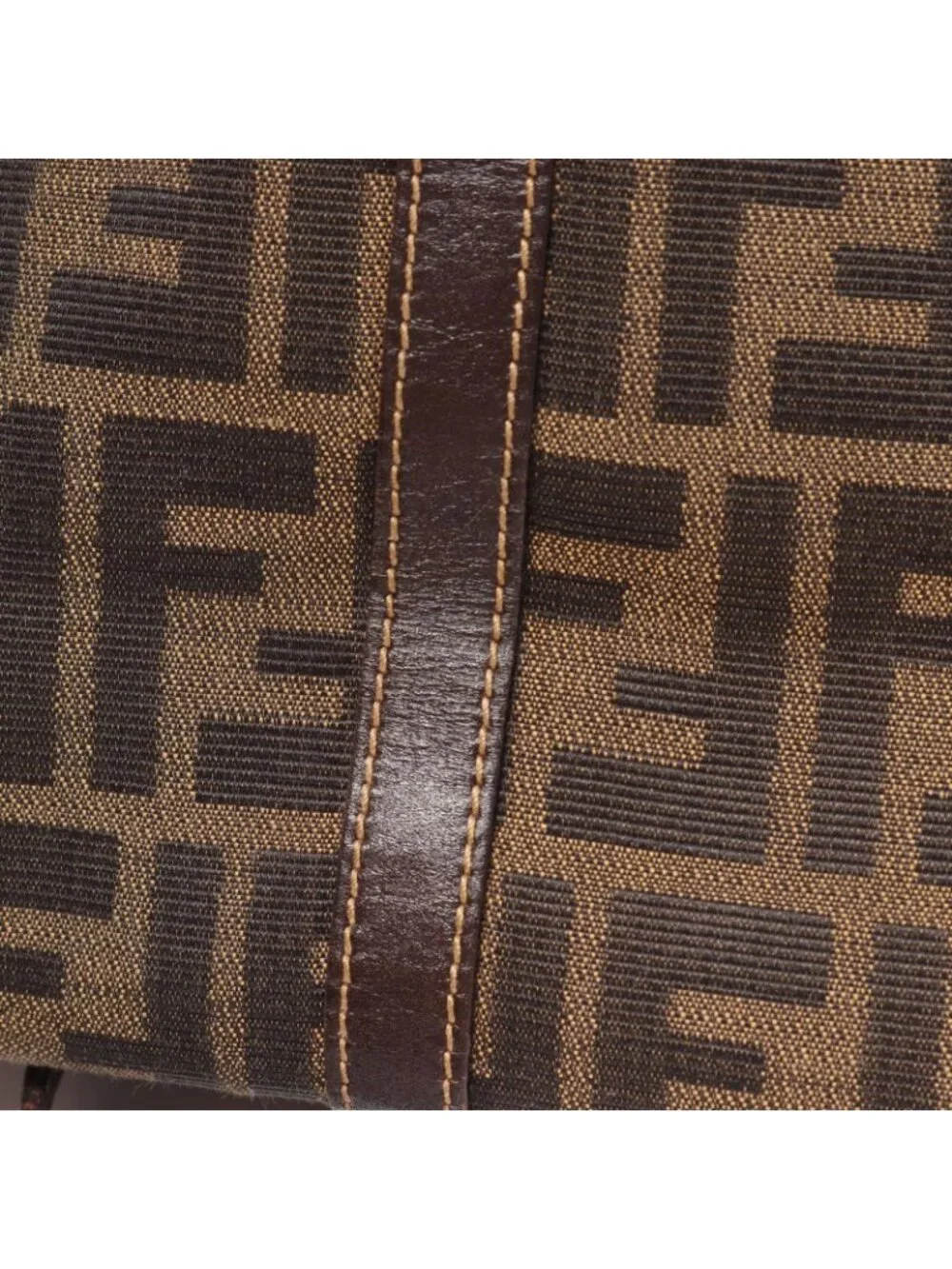 Fendi Tote Zucca Brown Black Canvas Leather